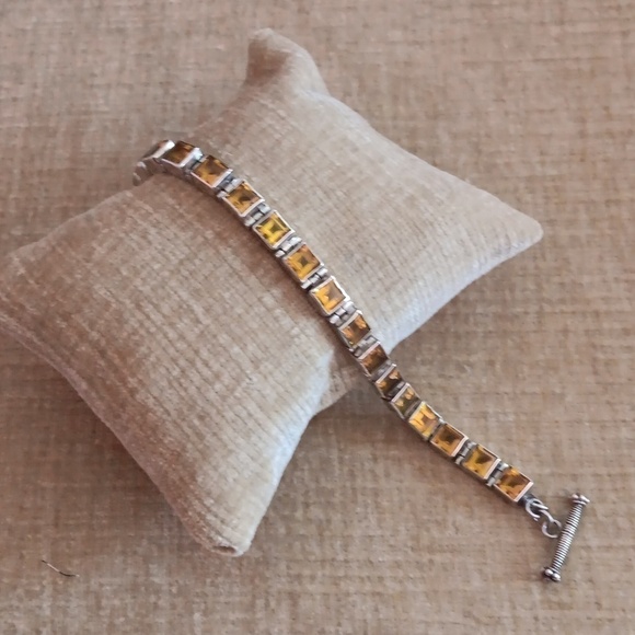 925 Silver Citrine Faceted Bracelet - Picture 6 of 10